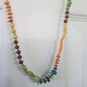 Beaded earthtone long necklace